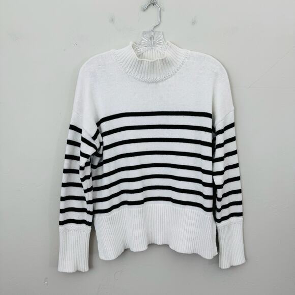 Joie Sweaters - Joie Black And White Knit Striped Long Sleeve Turtle Neck Sweater Women’s Size S